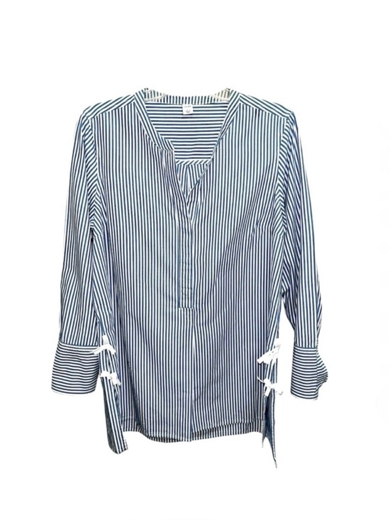 Old Navy Tops - OLD NAVY Pinstripe Shirt With Bows On Sides
